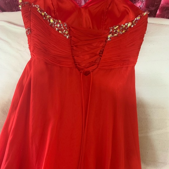 Red beaded high low dress// Special occasions - Picture 2 of 2